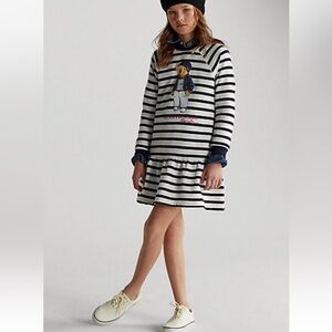 Polo by Ralph Lauren Navy & White Striped Bear Sweater